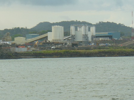 Bulk storage & mixing plant - viewed from the canal.
